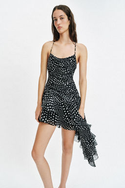 VESTIDO DRAPEADO LUNARES / Negro / Crudo - Zara фото 2