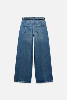 Z1975 MID-WAIST WIDE-LEG BELT JEANS - Zara фото 5