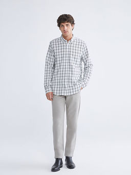 Regular Fit Uzun Kollu Ekose Gabardin Erkek G?mlek