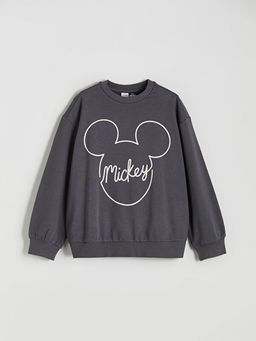 Bisiklet Yaka Mickey Mouse Bask?l? K?z ?ocuk Sweatshirt ve E?ofman Alt?