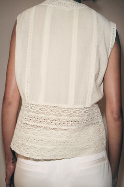 BLUSA PUNTILLA MANGA SISA ZW COLLECTION / Crudo - Zara фото 3