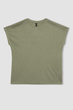 Футболка с круглым вырезом и короткими рукавами - Defacto фото 7