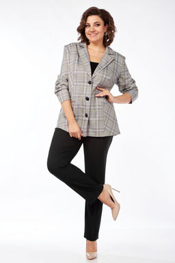 Жакет Элль стиль 2016/6ж серый/розовая клетка  фото 5