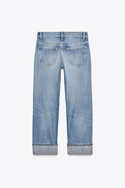 TRF RIPPED STRAIGHT-LEG MID-WAIST JEANS - Zara фото 7