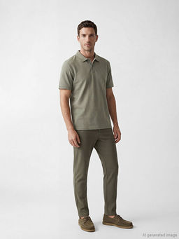 Standart Fit Polo Yaka Penye Erkek Ti??rt