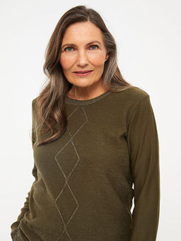 Bisiklet Yaka Sim Detayl? Uzun Kollu Kad?n Triko Kazak