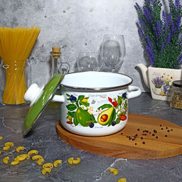 Кастрюля 2,0л цил. Авокадо 6RD161М белосн. - Стальэмаль фото 5