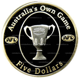 Монета 5 долларов 2004 года Австралия  кубок по Австралийскому футболу (Австралийская футбольная лига, в коробке)