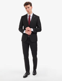 Siyah Slim Fit Tak_m Elbise