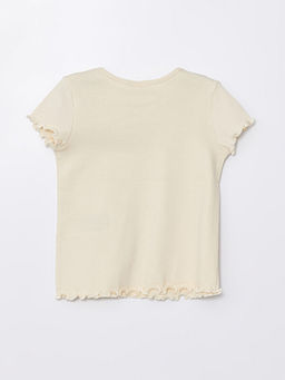 Bisiklet Yaka Bask?l? K?sa Kollu K?z Bebek Ti??rt - Waikiki фото 3