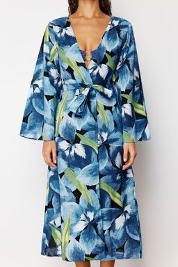 Plaj Giyim Cicek Desenli Kusakl? Maxi Dokuma %100 Pamuklu Kimono&Kaftan TBESS24KM00014 - Trendyolmilla фото 5