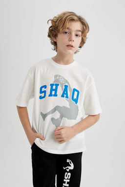 Футболка Oversize с круглым вырезом и короткими рукавами для мальчика Shaquille ONeal - Defacto фото 7