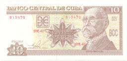 Банкнота 10 песо 2015 года Куба