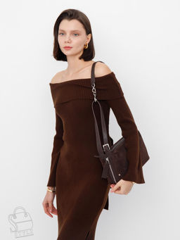 Сумка женская кожаная 6148QF d.coffee  Polina&Eiterou