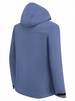 Ветровка мужская софтшелл виндстоппер с капюшоном спортивная синего цвета 9615_1S