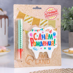 Свеча для торта «С днем рождения», свеча-фонтан