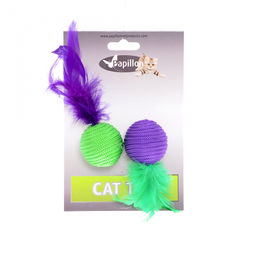 Игрушка для кошек "Два мячика с перьями" 2х4см (Cat toy 2 balls 4 cm with feather on card) 240054 240054