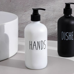 Набор дозаторов для мыла и моющего средства, 500 мл, стекло, чёрный, белый - Simaland фото 3