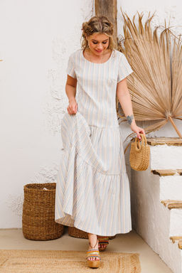 Платье AMORI 9807 полоска голубая