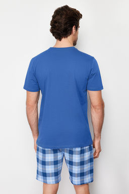 TRENDYOL MAN Indigo Ekose Regular Fit Orme Sortlu Pijama Tak?m? TMNSS24PT00026 - Trendyolmilla фото 6