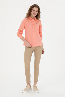 Женская базовая рубашка с длинным рукавом цвета граната - U.s. polo assn фото 11