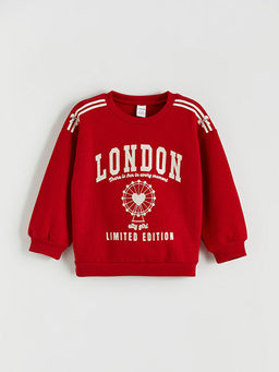 Bisiklet Yaka London Bask?l? K?z ?ocuk Sweatshirt