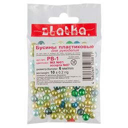 Бусина Zlatka MIX пластик PB-1 6 мм 10 х 10 г 0.2 г №07 ассорти