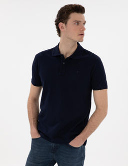 Lacivert Slim Fit K_vr_lmaz Polo Yaka Basic Ti__rt