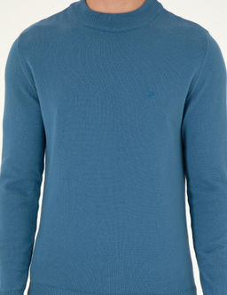 Kobalt Slim Fit Yar_m Bal_k__ Yaka Basic Triko Kazak - Pierre cardin фото 6