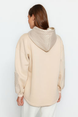 TRENDYOLMILLA Siyah Kal?n Ici Polarl? Kapitoneli Oversize/Genis Kesim Kapusonlu Orme Sweatshirt TWOAW24SW00205  фото 14