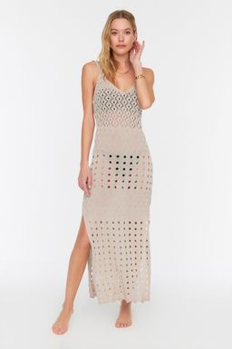 Bej Orme Y?rtmacl? Maxi Plaj Elbise TBESS22EL2917 - Trendyolmilla фото 4