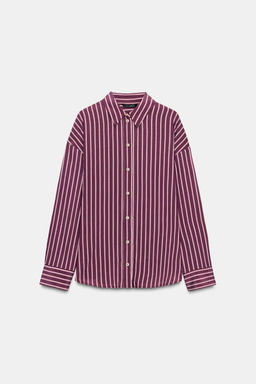 OVERSIZE STRIPED POPLIN SHIRT - Zara фото 6