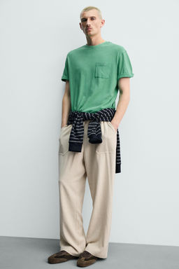 PANTAL?N RELAXED FIT ESTRUCTURA CUADROS / Beige claro