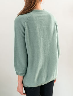 VILATTE / Лаконичный свитер крупной вязки с укороченным рукавом - баллоном  фото 4