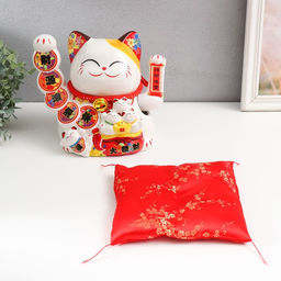 Маятник настольный антистресс «Манэки-нэко как источник благополучия», керамика, от батареек, 16×23×19.5 см