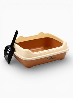 Туалет, 36×28×14 см, с боковым входом, бортами и совком, коричневый