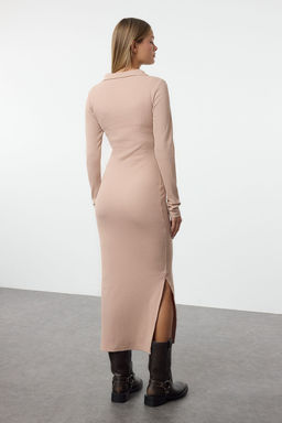 TRENDYOLMILLA Vizon Kusgozu Baglama Detayl? Vucuda Oturan Fitilli Esnek Midi Elbise TWOAW25EL00522 фото 5