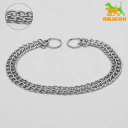 Ошейник - удавка металлический двухрядный, 55 см, толщина проволоки 2,5 мм