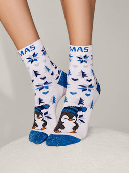 Цена за 2 пары. Носки новогодние белый