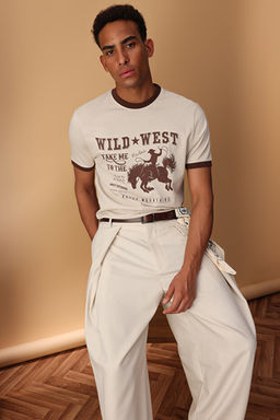 Ta_ Modern Herritage Oversize/Geni_ Kesim %100 Pamuklu Bask_l_ T-Shirt TMNSS25TS00126 - Trendyolmilla фото 2