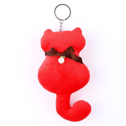 Мягкая игрушка Кот с бантиком, на брелоке, 16 см, цвета МИКС