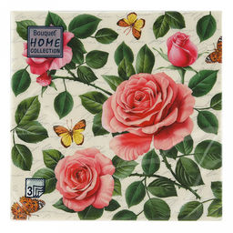 Салфетки бумажные Bouquet Home Collection Classic 33х33см, 3-х слойные, 20 штук в упаковке, 100% целлюлоза, Райские розы (Россия) фото 2