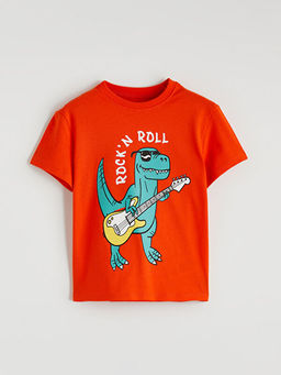 Bisiklet Yaka Bask?l? Erkek ?ocuk Ti??rt