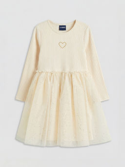 Bisiklet Yaka Fiyonklu K?z ?ocuk Elbise