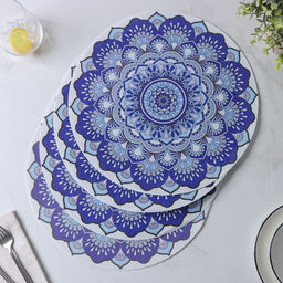 Набор салфеток сервировочных Доляна Силия, d=38 см, 4 шт, цвет синий  фото 3