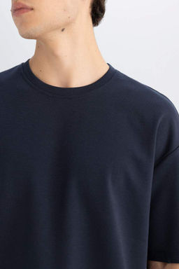 Базовая футболка свободного кроя с круглым вырезом и короткими рукавами - Defacto фото 6