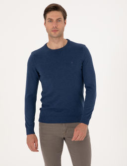 _ndigo Melanj Slim Fit Bisiklet Yaka Basic Triko Kazak