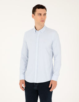 A__k Mavi Slim Fit Uzun Kollu G_mlek