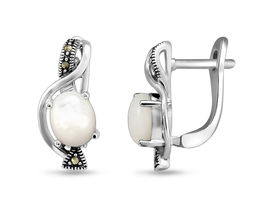 Серьги, марказит , перламутр, SL-AGA714