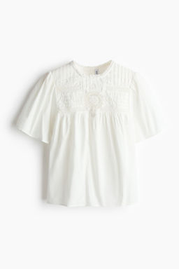 Blusa de algod?n con bordado ingl?s